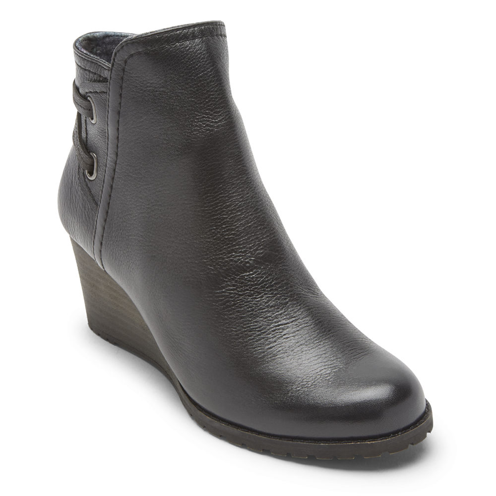 Botas Rockport Mulher Pretas - Cobb Hill Lucinda Back Tie - 31958VMDG